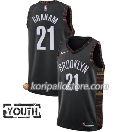 Brooklyn Nets Treveon Graham 21 2018-19 Nike City Edition Musta Lasten Pelipaidat Swingman